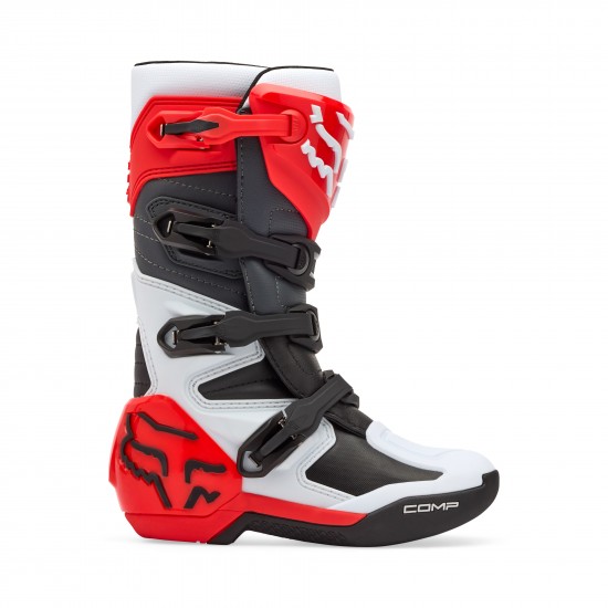 FOX YTH COMP BOOT [WHT/FLO RED]