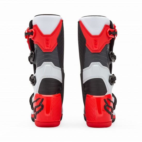 FOX YTH COMP BOOT [WHT/FLO RED]