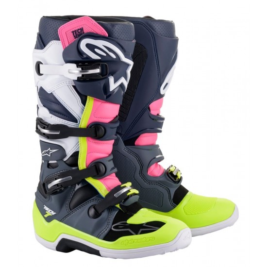 ALPINESTARS BOOTS TECH 7 DARK GRAY DARK BLUE PINK FLUO