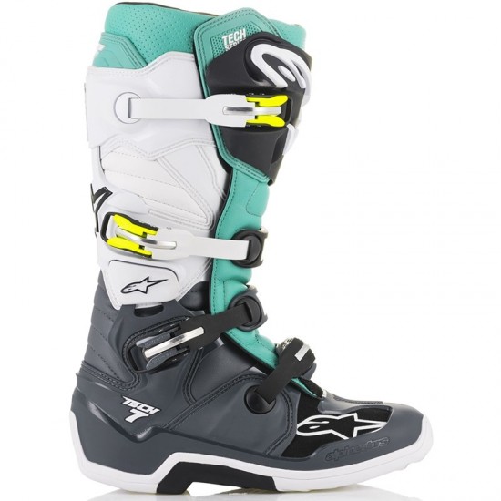 ALPINESTARS BOOTS TECH 7 DARK GRAY TEAL WHITE ALPINESTARS BOOTS TECH 7 DARK GRAY TEAL WHITE