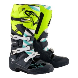 ALPINESTARS TECH 7 BOOTS GREY/YELLOW/FLUOR TURQUOISE