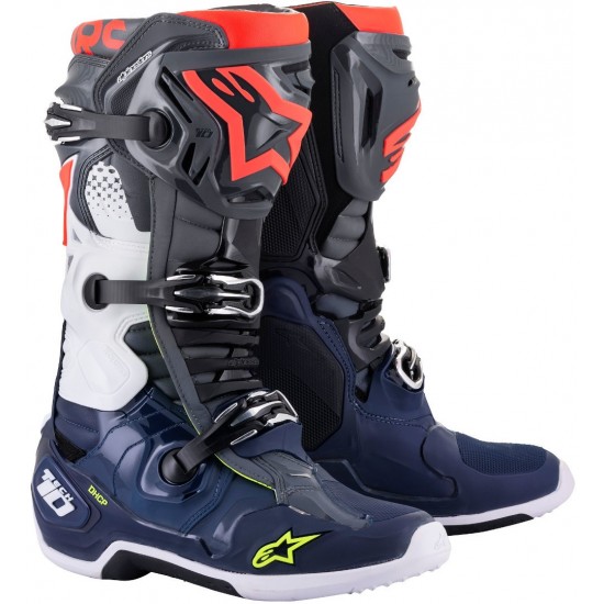 ALPINESTARS BOOTS TECH 10 DARK GRAY DARK BLUE RED FLUO