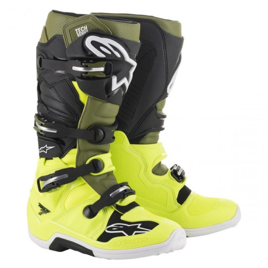 ALPINESTARS BOOTS TECH 7 YELLOW FLUO MILITARY GREEN BLK