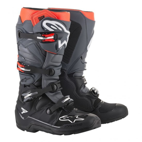 ALPINESTARS BOOTS TECH 7 ENDURO BLACK GRAY RED FLUO