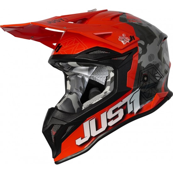 JUST1 HELMET J39 KINETIC GREY CAMO/FLUO ORANGE 58- M 